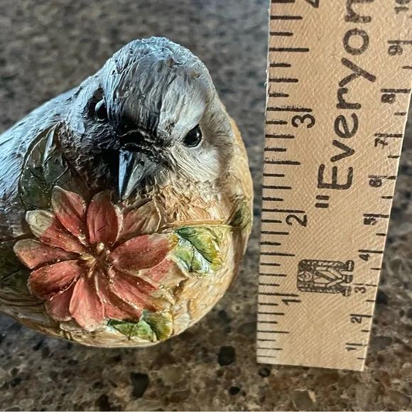 Decorative Bird Figurine with Floral Design - Picture 5 of 6